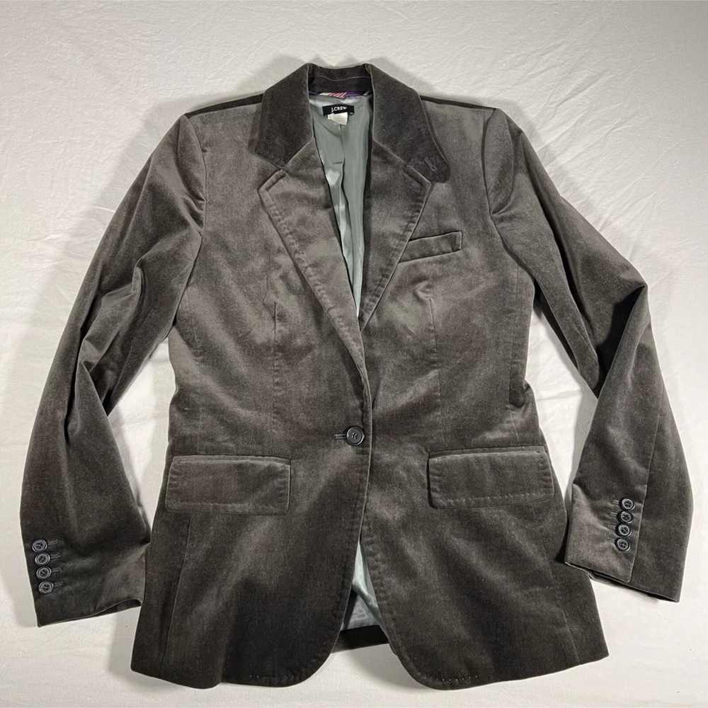 J. Crew Women’s Gray Velvet Blazer Pristine Condition Size O
